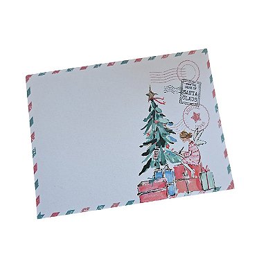 10un. Cartão de Natal - Anjo Rosa