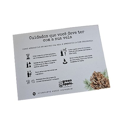 20un. Cartão de Instruções de Uso da Vela -Pinhas e Peônias