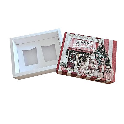 Caixa Borda para 2 velas de 70g - Bear Christmas
