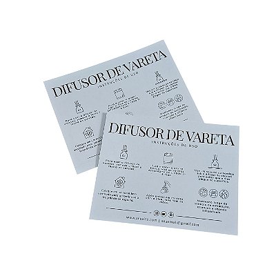 200un. Cartão de Instruções de Uso - DIFUSOR VARETA