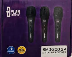 microfone dylan kit 3 com fio smd-300