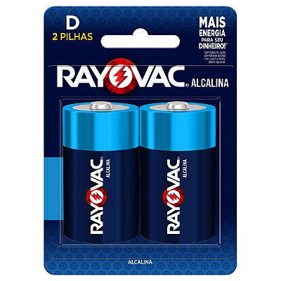 Pilha Alcalina Rayovac D Grande Cartela com 2 Pilhas
