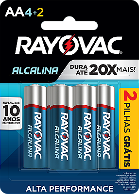 Pilha Alcalina Rayovac AA cartela com 6 Pilhas