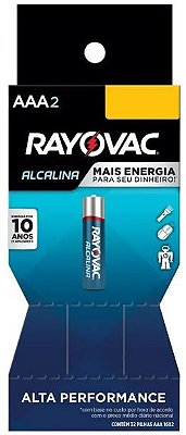 Pilha Alcalina Rayovac AAA2 Tubo com 16 cartelas de 2 pilhas total 32 pilhas