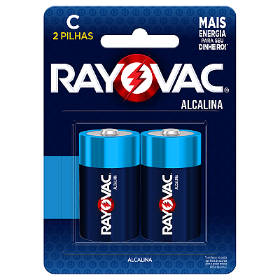 Pilha Alcalina Rayovac C média 1 Cartela com 2 Pilhas
