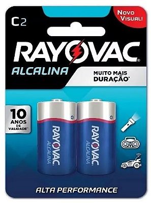 Pilha Alcalina Rayovac C média 1 Cartela com 2 Pilhas
