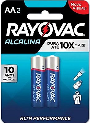 Pilha Alcalina Rayovac AA Pequena 1 Cartela com 2 Pilhas