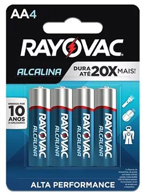 Pilha Alcalina Rayovac AA Cartela com 4 Pilhas