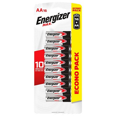 Pilha Alcalina ENERGIZER MAX AA16 16 Pilhas