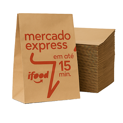 Kit 50 Saco de Papel Kraft Ifood – 33x28x17,5 cm