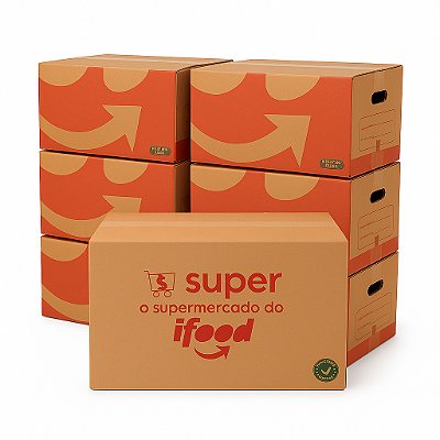 Kit 10 Caixas de Papelão Ifood Vermelha - 47x26x25cm