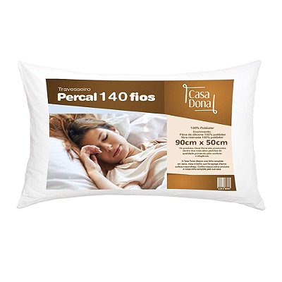 Travesseiro King Percal Fibra Siliconada de Poliéster Antialérgico e Antiácaro 90 x 50 Centímetros Casa Dona