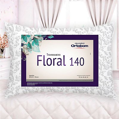 Travesseiro Floral Ortobom 100% Algodão Antialérgico e Antiácaro 70 X 50 Centimetros