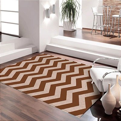 Tapete Chevron Sala e Quarto 1,40 X 2,00 Metros Antiderrapante Caramelo Casa Dona