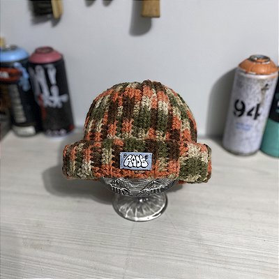 Mescla Laranja - Touca de Crochê Artesanal - Estilo Lenhador