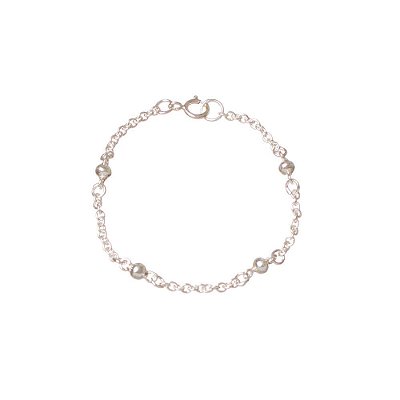 Pulseira Prata Bolinha Infantil 12 cm