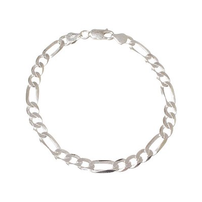 Pulseira Masculina Prata 3x1 Fígaro Italiana