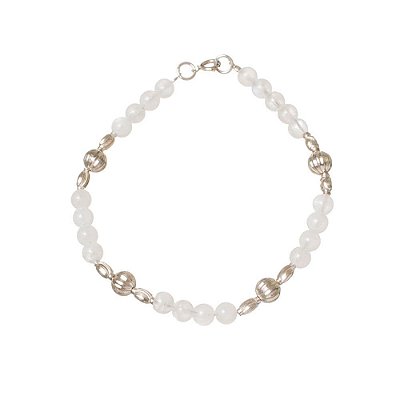 Pulseira Prata Cristal Leitoso