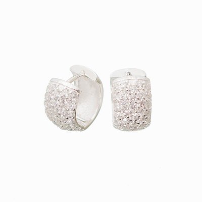 Brinco Argola Prata Zircônia Pequeno 14 mm