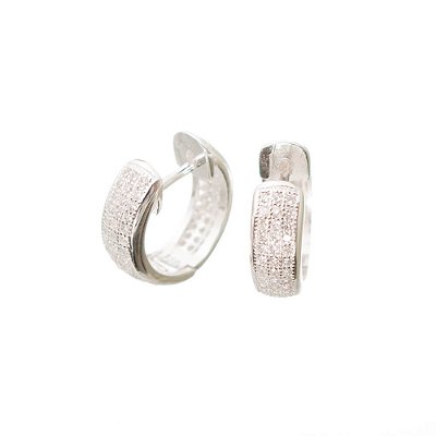 Brinco de Argola Prata Pavê 15 mm