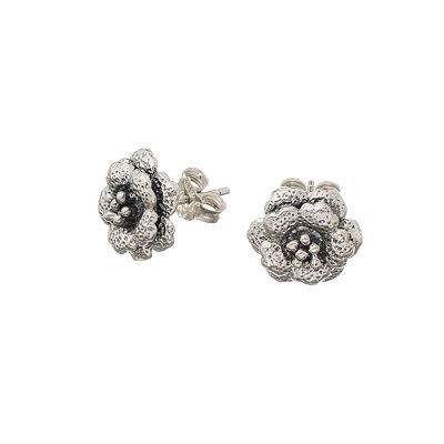 Brinco de Prata Flor Envelhecida 11 mm