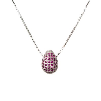 Colar Prata Gota Pink