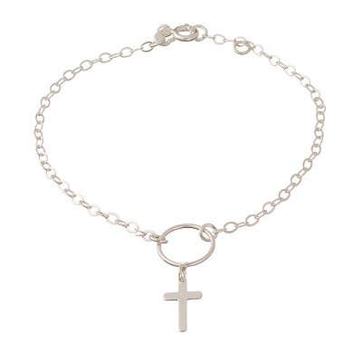 Pulseira Prata Crucifixo Liso