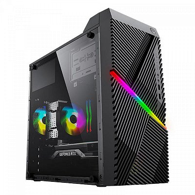 Gabinete PowerX 6507TG, Mini Tower, Black, Com Fita Led RGB, mATX