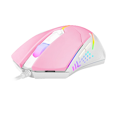 Mouse Gamer Redragon Centrophurus RGB Rosa com branco