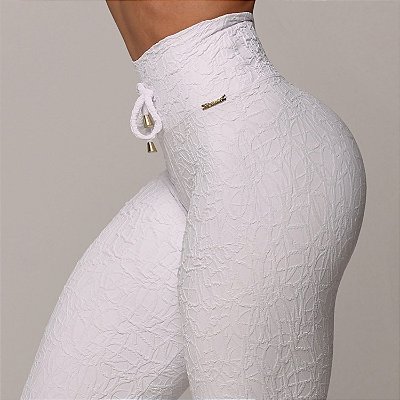 Legging Empina Jacquard Perle Branco - (Veste P/M/G)