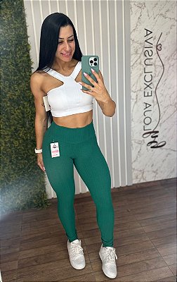 Legging Empina Texturizada Verde Bandeira -P/M/G