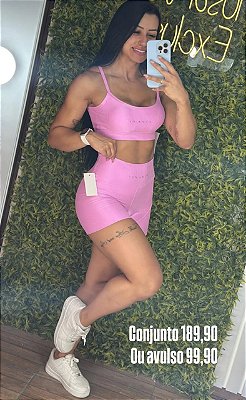 Conjunto Curto Tradicional Glossy Viva Fit Rosa -M/G