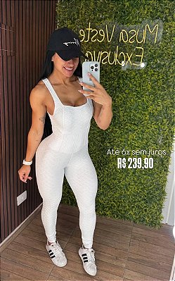 Macacão Empina Jacquard Branco - Veste M/G