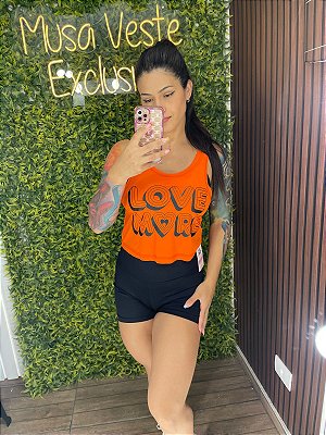 Cropped Love More Laranja - Tam único