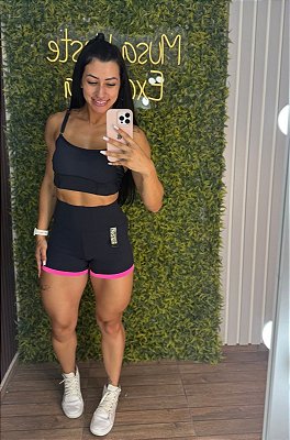 Shorts Tradicional Faixa Rosa Neon- Veste P/M/G
