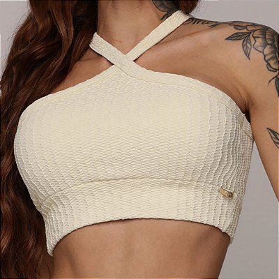 Top Jacquard Tulipa Baunilha - Tamanho único