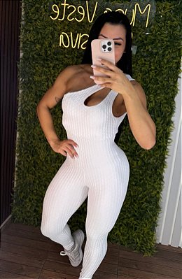 Macacão Empina Jacquard Branco - M/G