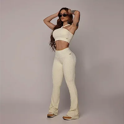 Legging Flare Jacquard Savoir Baunilha - M/G 38 a 42+
