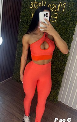 Conjunto Tradicional Brocado Laranja -P/M/G