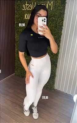 Cropped Meia Manga Preto - Tamanho único