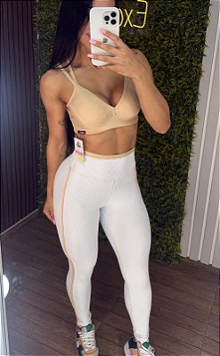 Conjunto Tradicional Canelado Branco/Nude -Tamanho único 38 a 42+