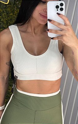 Conjunto Tradicional Canelado Verde/Nude - Veste 38 a 40