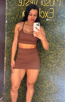 Conjunto Shorts Saia Tradicional Marrom- Tamanho único 38 ao 42