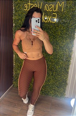 Conjunto Semi Empina Brocado Marrom Duo - Tamanho único 38 a 42/44