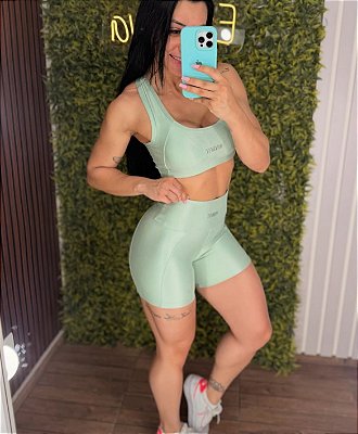 Conjunto Curto Tradicional Viva Fit Glossy Esmeralda - P/M/G