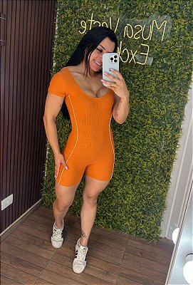 Macaquinho Tradicional Canelado Laranja Quimado -M/G - 38 a 42/44