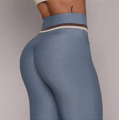 Legging Empina Glossy Azul Atlântico - Tamanho único -38 ao 42