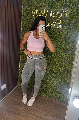 Conjunto Empina Canelado Lines Rosada -Tamanho único 38 a 42