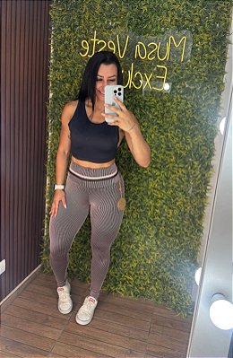 Legging Empina Canelado Lines Rosada -Tamanho único 38 a 42