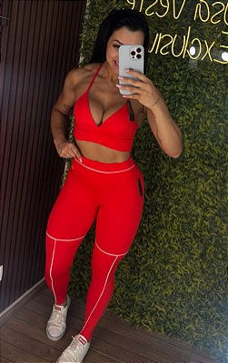 Legging Tradicional Pump Vermelha -Tamanho único 38 a 42